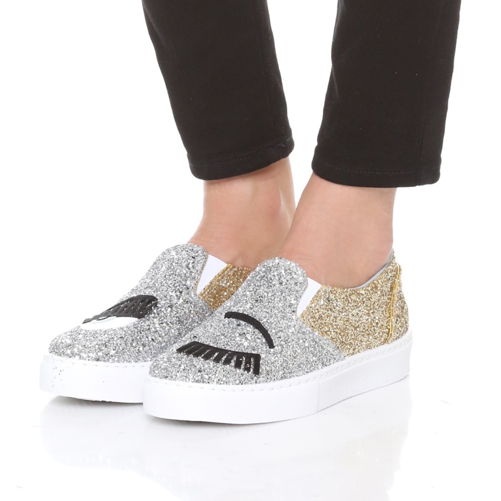 Chiara Ferragni Sparkle Slide Sneakers, Size US 8